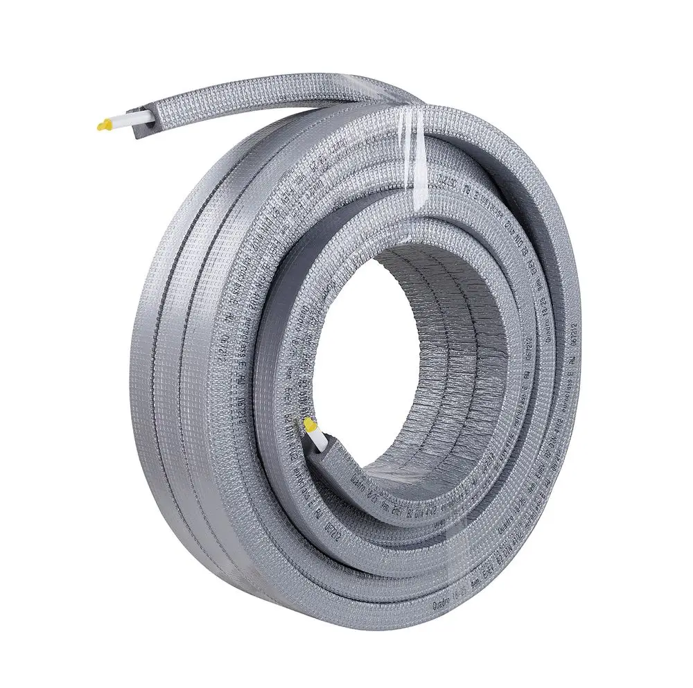 Fränkische Mehrschichtverrohrung, in einem Ring gewickelt, mit grauer Umhüllung. Geeignet für Rohrinstallationen im Sanitärbereich.